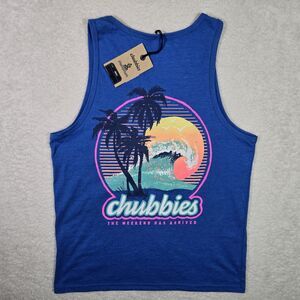 NEW Chubbies Sleeveless Shirt Tank Top Mens Small Blue The Giant Wave S